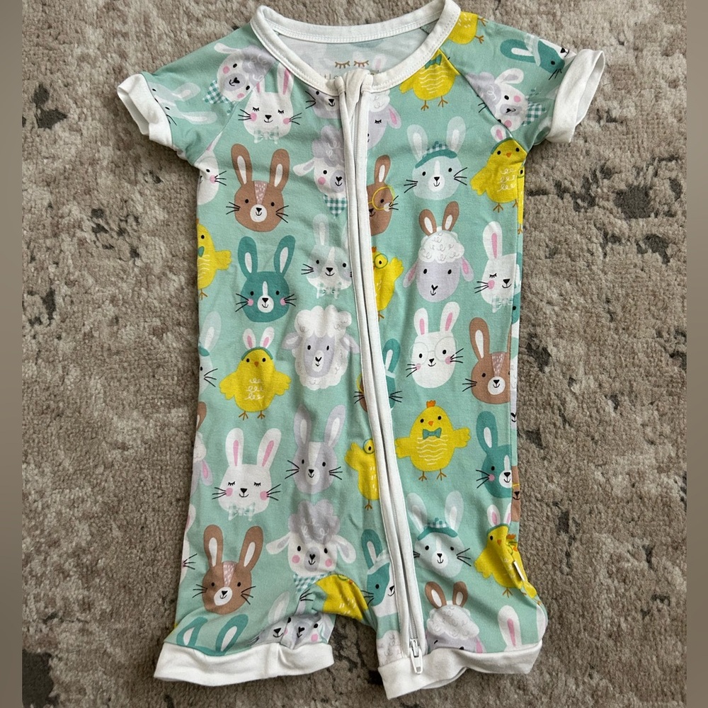Little Sleepies Aqua Pastel Parade Shorty Zippy